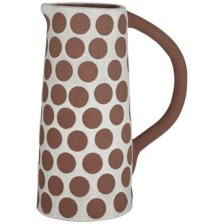 Image 5 Dara 11 3/4 inchH Matte White Brown Decorative Vase with Handle more views