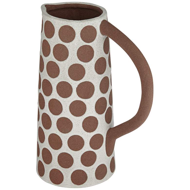 Image 6 Dara 11 3/4 inchH Matte White Brown Decorative Vase with Handle more views
