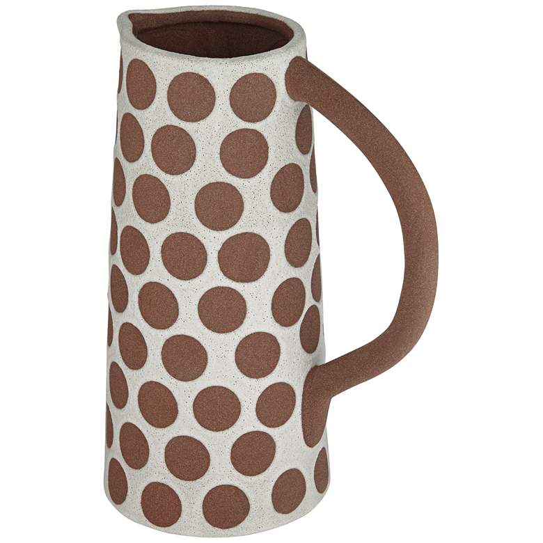 Image 6 Dara 11 3/4"H Matte White Brown Decorative Vase with Handle more views