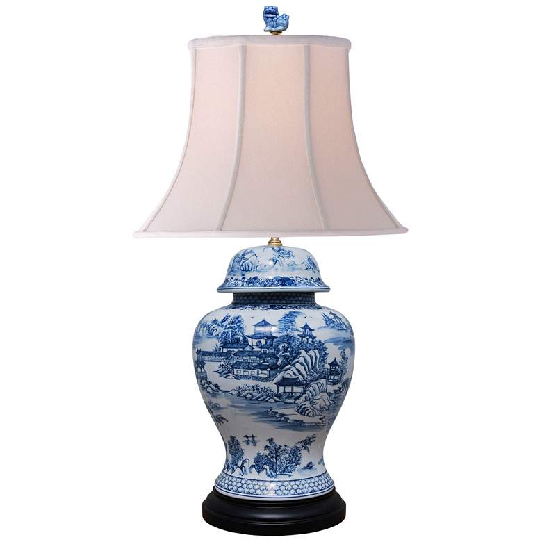 Image 2 Dara 30" Blue and White Chinoiserie Temple Jar Table Lamp