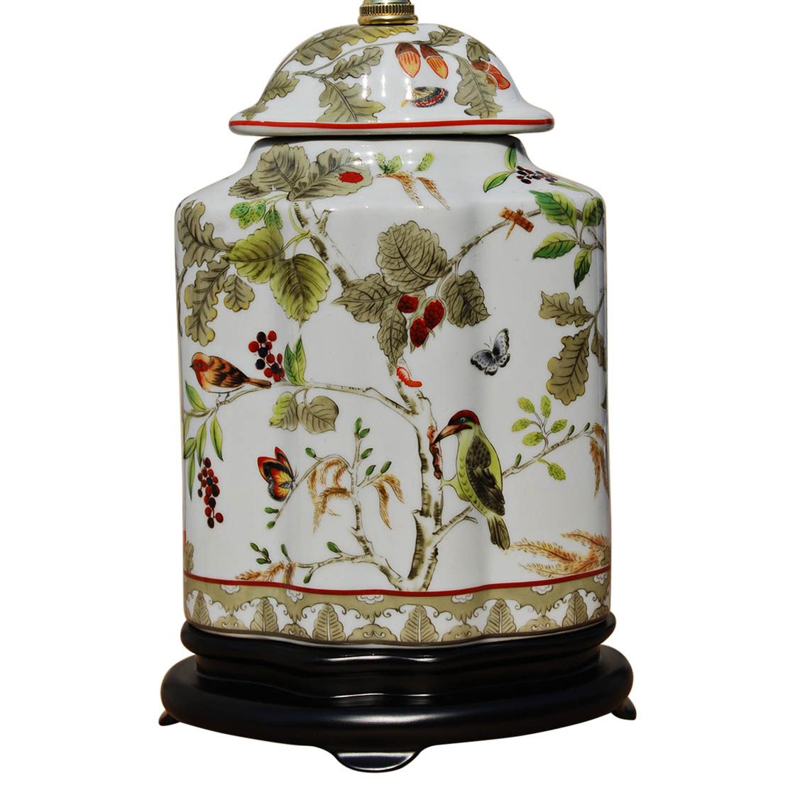 Dara Bird and Flower Traditional Porcelain Tea Jar Table Lamp 61Y90