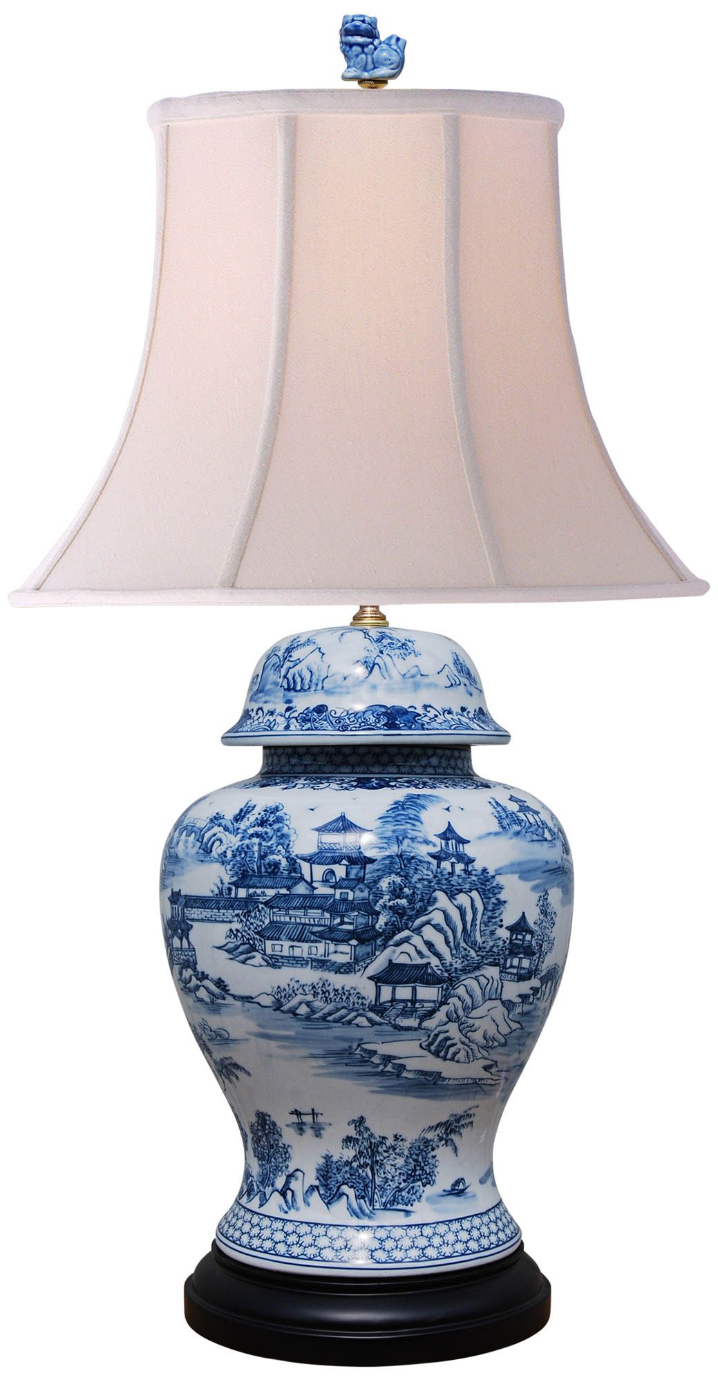 Dara Blue and White Chinoiserie Temple Jar Table Lamp