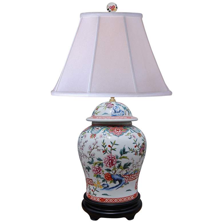 Image 1 Dara Floral Garden 30 inch High Temple Jar Porcelain Table Lamp