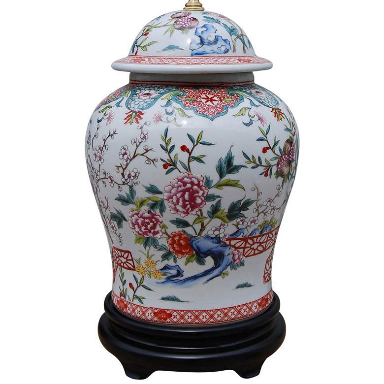 Image 3 Dara Floral Garden 30" High Temple Jar Porcelain Table Lamp more views