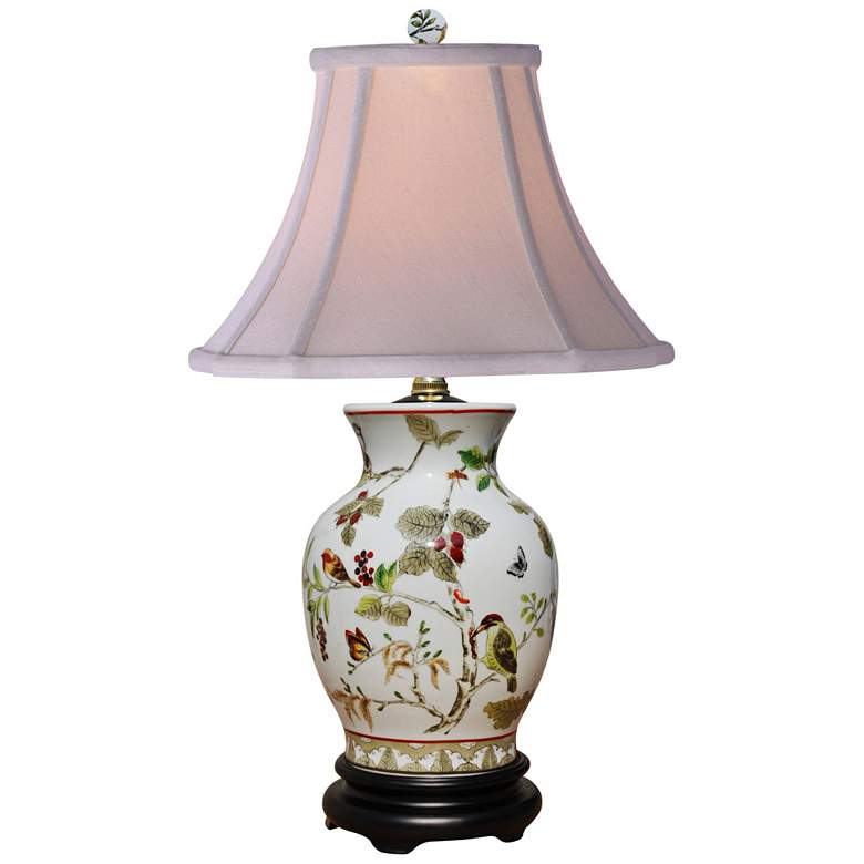 Image 2 Dara Flower and Bird 21 inch Multi-Color Porcelain Vase Table Lamp