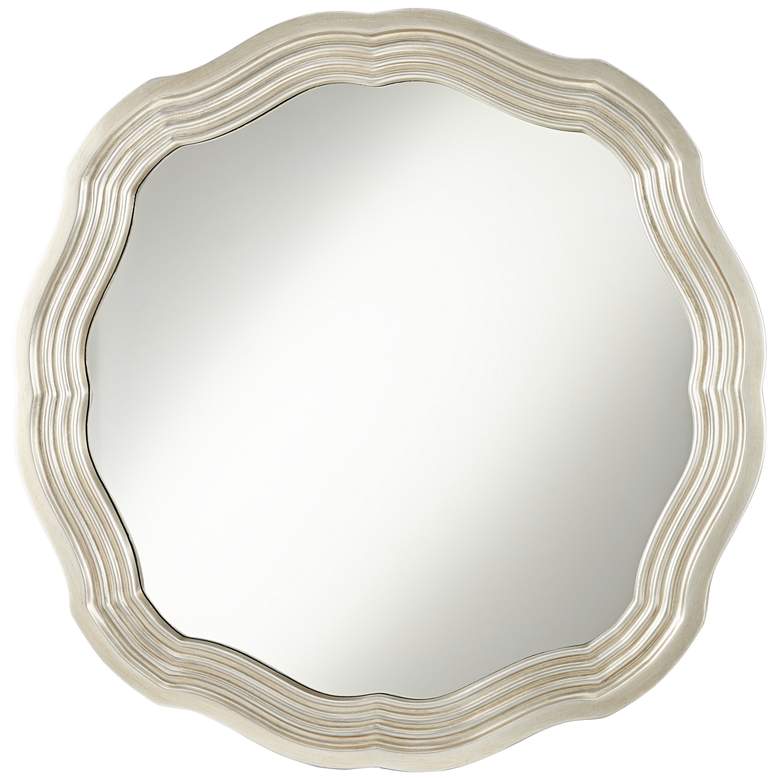 Image 3 Dara Silver 32 1/2 inch Scalloped Round Wall Mirror