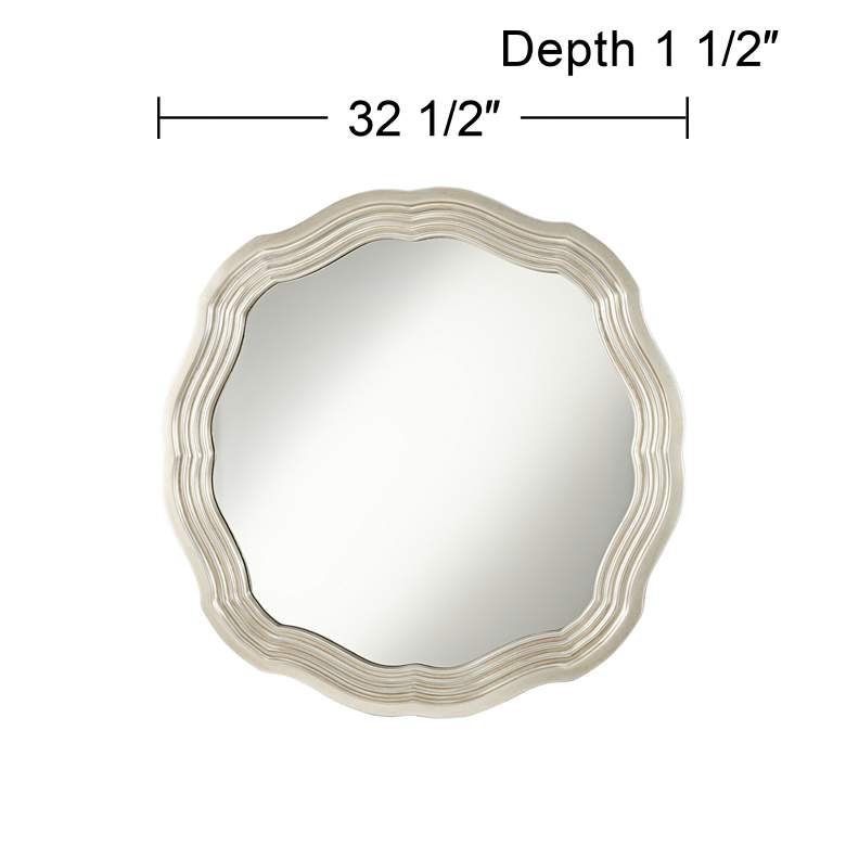 Image 6 Dara Silver 32 1/2 inch Scalloped Round Wall Mirror more views