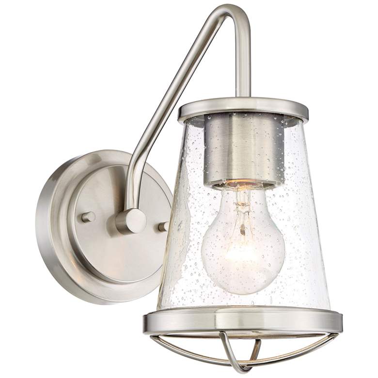 Image 1 Darby 10 1/4" High Satin Platinum Wall Sconce