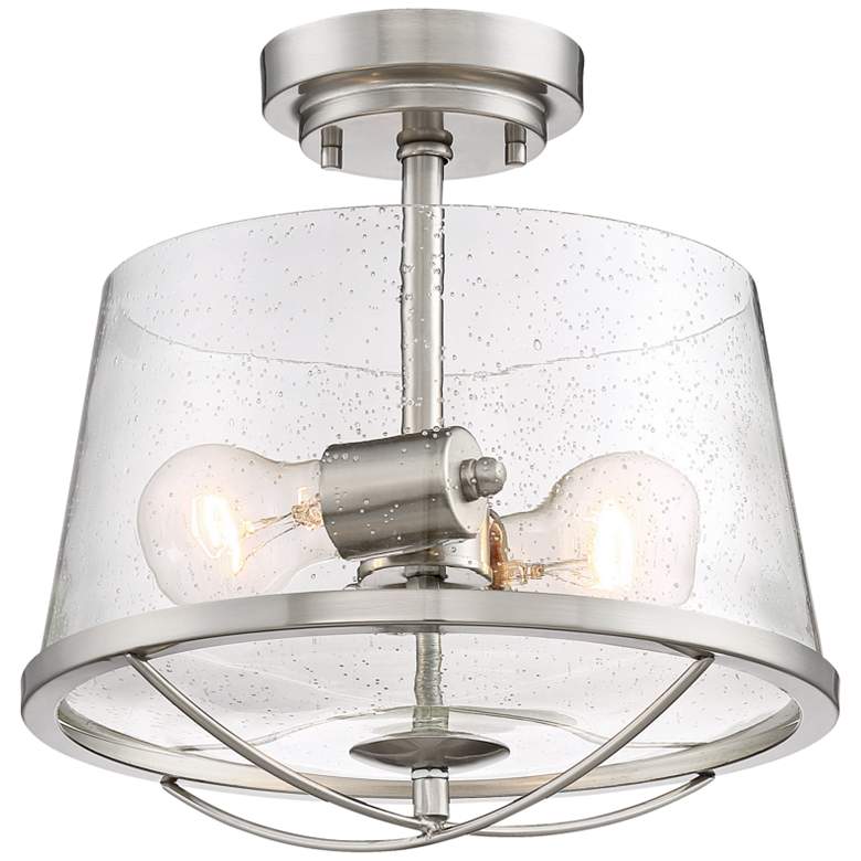 Image 2 Darby 12 inch Wide Satin Platinum 2-Light Ceiling Light