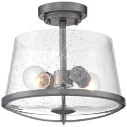 Darby 12&quot; Wide Weathered Iron 2-Light Ceiling Light