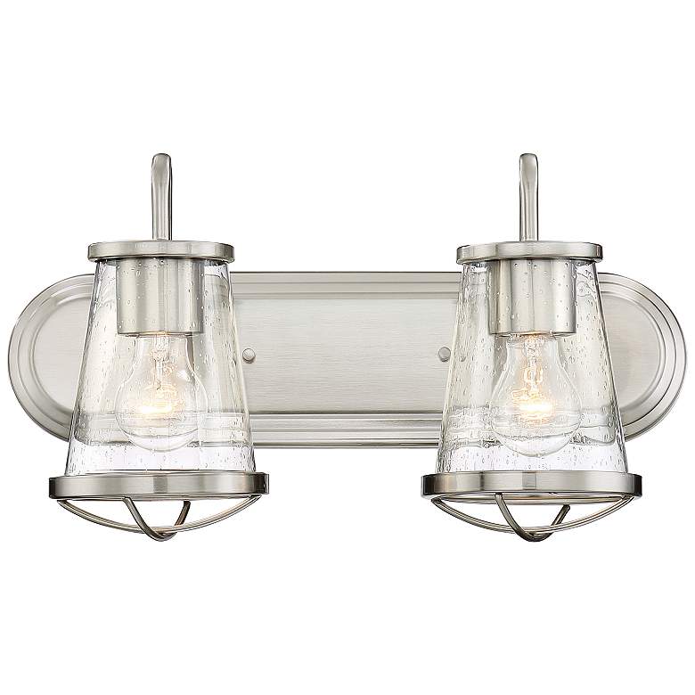 Image 2 Darby 9 3/4 inch High Satin Platinum 2-Light Wall Sconce