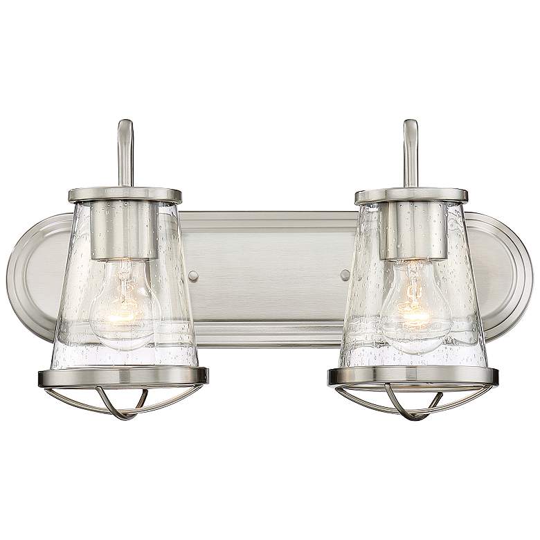 Image 2 Darby 9 3/4" High Satin Platinum 2-Light Wall Sconce