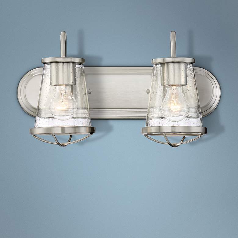Image 1 Darby 9 3/4" High Satin Platinum 2-Light Wall Sconce