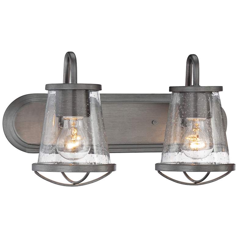 Image 2 Darby 9 3/4" High Weathered Iron 2-Light Wall Sconce