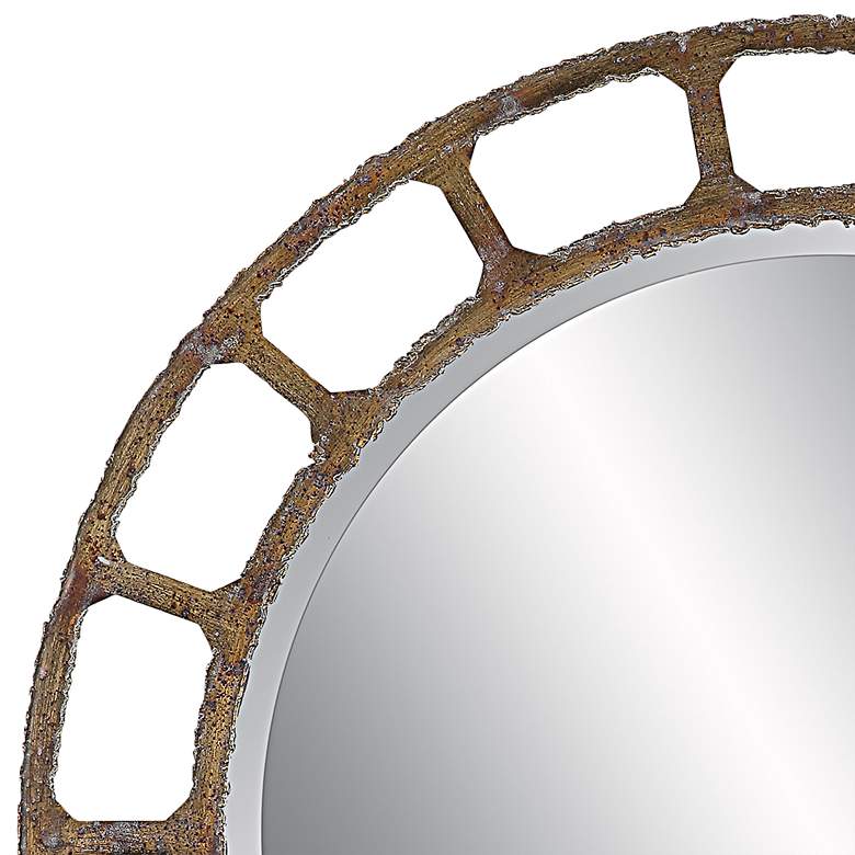 Image 3 Darby Aged Golden Bronze 40 inch Round Oversized Wall Mirror more views