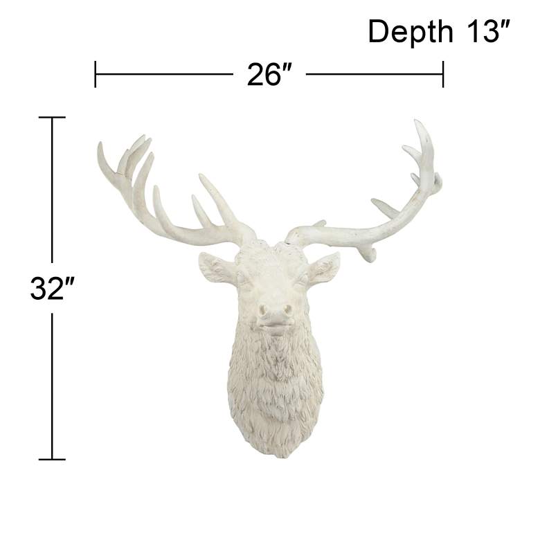 Image 3 Darby Deer Head 32" High Aged White Wall Statue more views