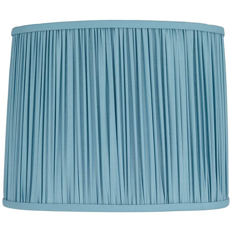 Image 1 Darby Teal Shirred Slight Drum Lamp Shade 13x14x11 (Spider)