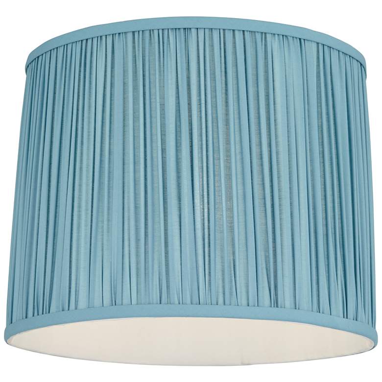 Image 3 Darby Teal Shirred Slight Drum Lamp Shade 13x14x11 (Spider) more views