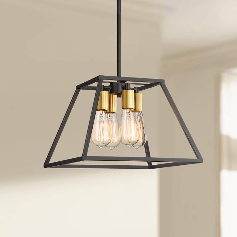 Image 1 Darcey 15" Wide Antique Bronze 4-Light Pendant Light