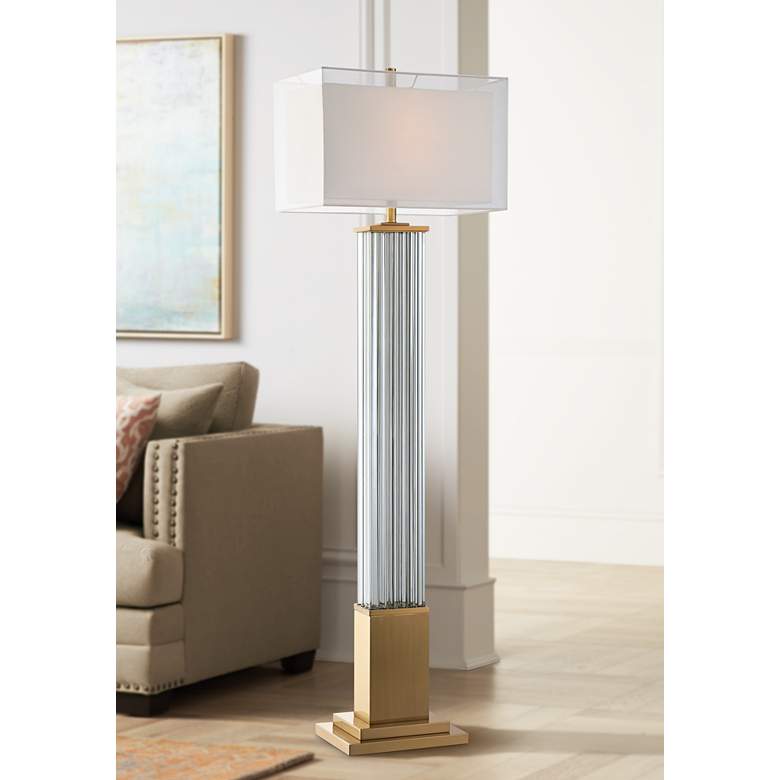 Image 1 Darcia Clear Crystal Glass Rods Column Floor Lamp
