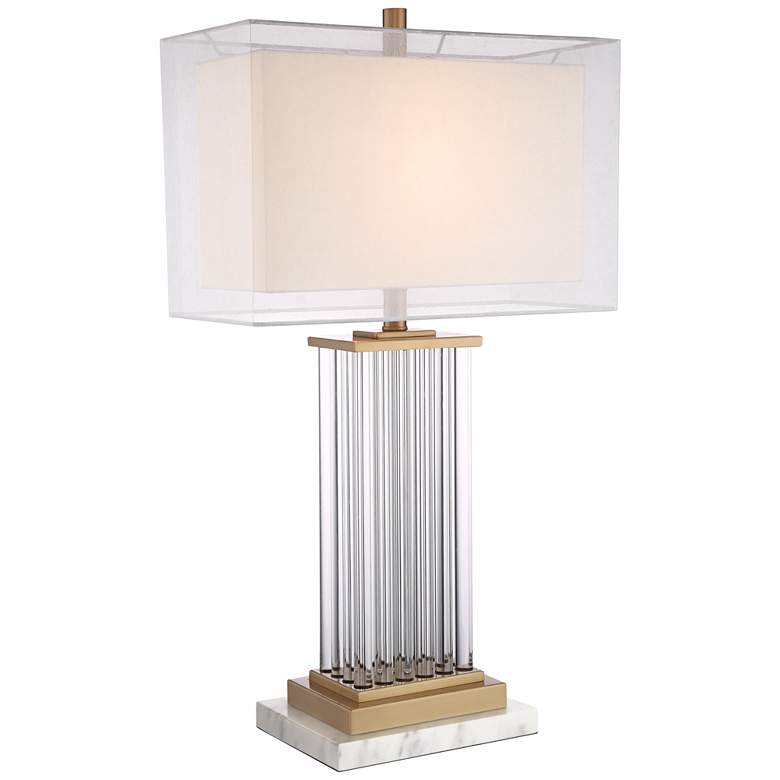 Darcia Double Shade Crystal Table Lamp with White Marble Riser