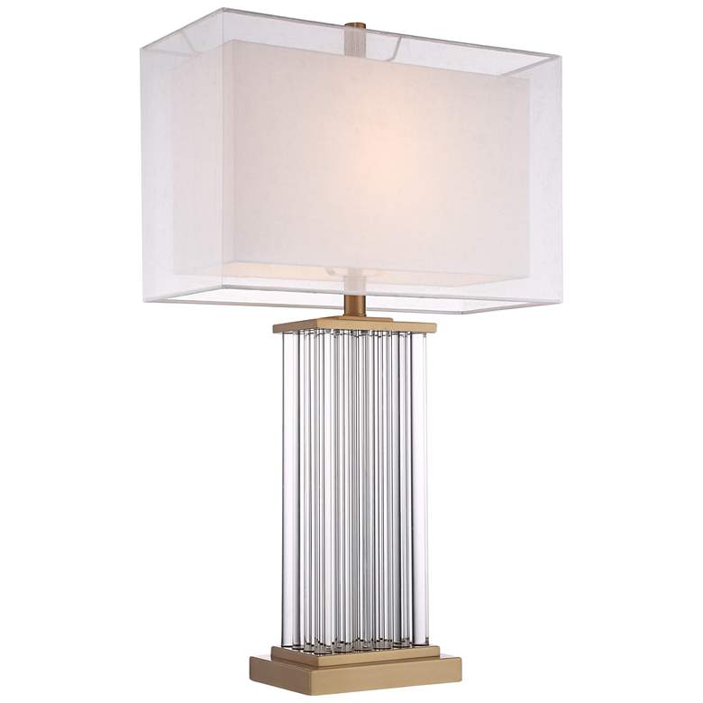 Darcia Double Shade Crystal Table Lamp with White Marble Riser more views