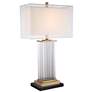 Darcia Double Shade Glass Table Lamp with Black Marble Riser
