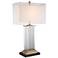 Darcia Double Shade Glass Table Lamp with Black Marble Riser