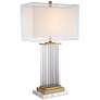 Darcia Double Shade Glass Table Lamp with White Marble Riser