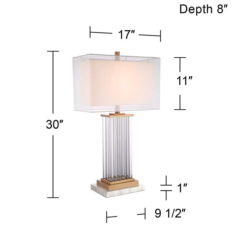 Image 6 Darcia Double Shade Glass Table Lamp with White Marble Riser more views