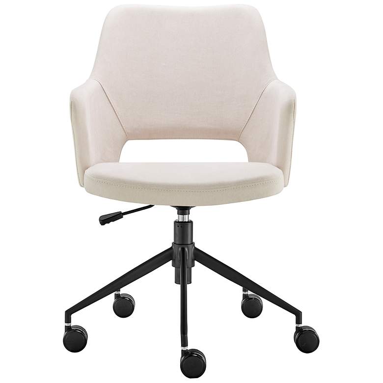 Image 3 Darcie Beige Fabric Adjustable Swivel Office Chair more views
