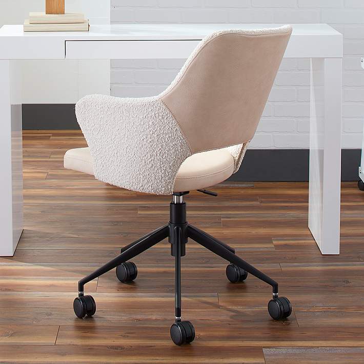 Darcie Ivory Adjustable Swivel Office Chair #685F9 Lamps Plus