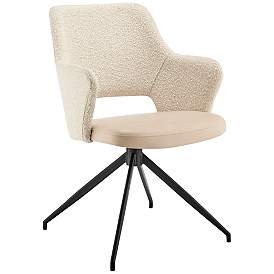 Image2 of Darcie Ivory Leatherette Fabric Swivel Armchair