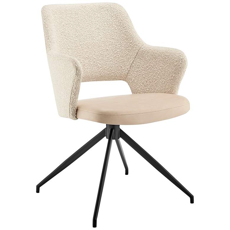 Image 2 Darcie Ivory Leatherette Fabric Swivel Armchair