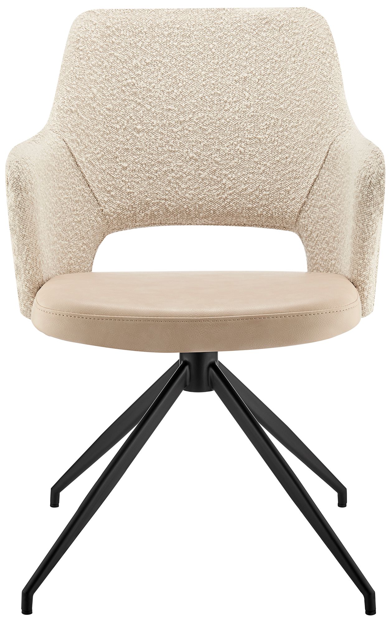 Darcie Ivory Leatherette Fabric Swivel Armchair in scene