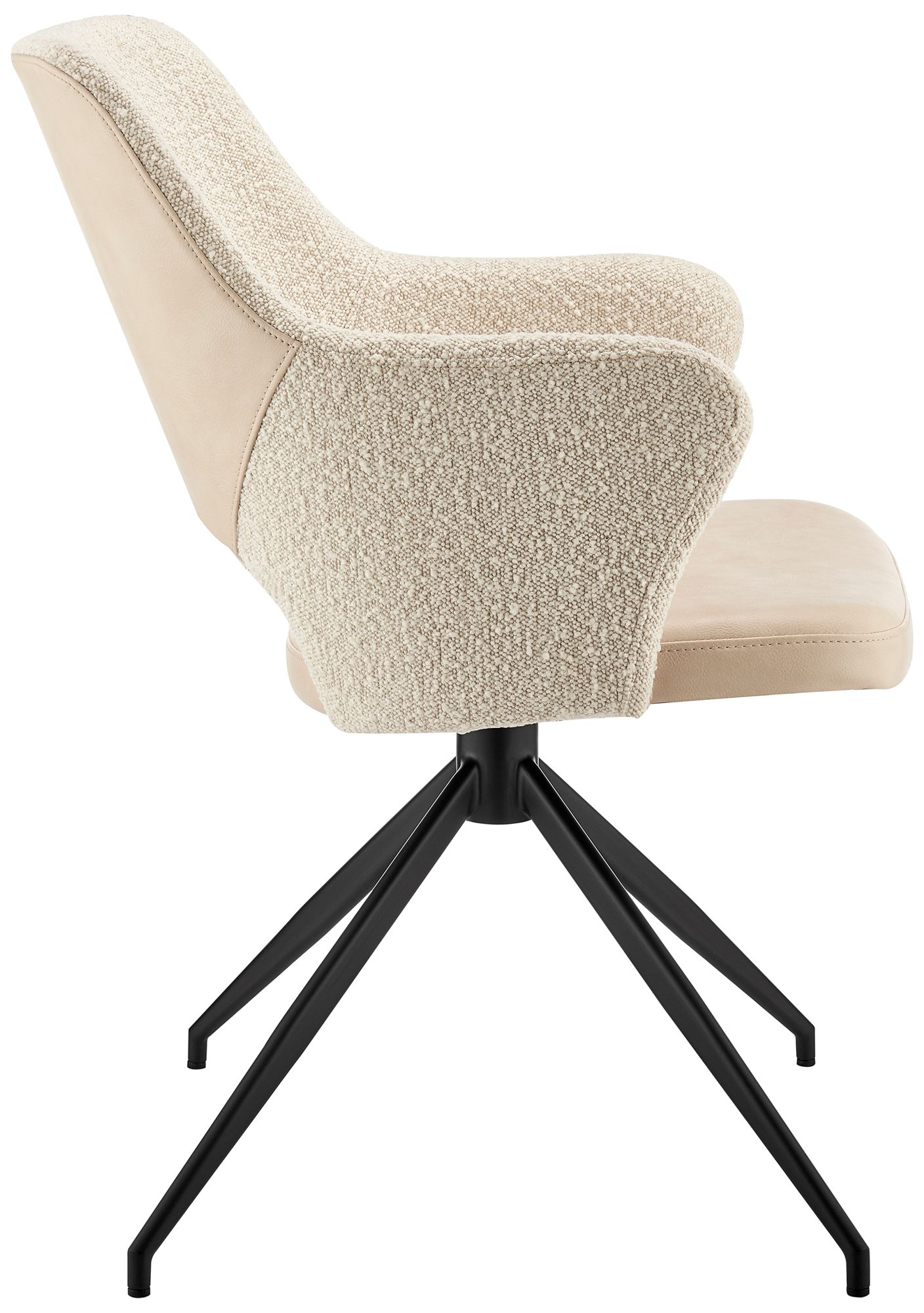 Darcie Ivory Leatherette Fabric Swivel Armchair in scene