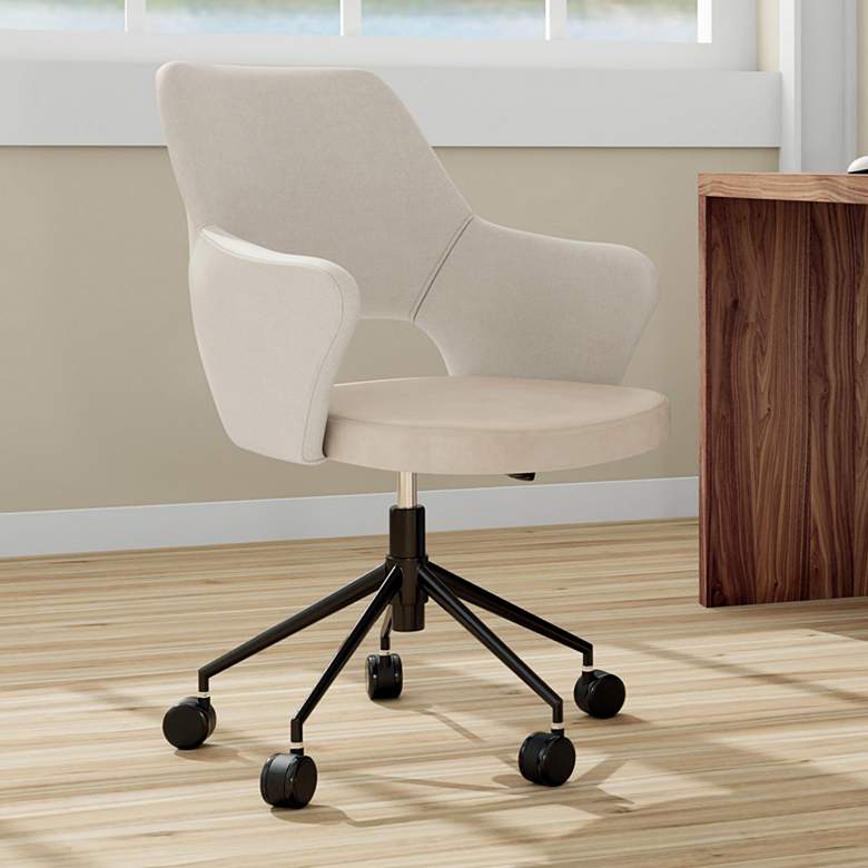 Image 1 Darcie Light Beige Adjustable Swivel Office Chair