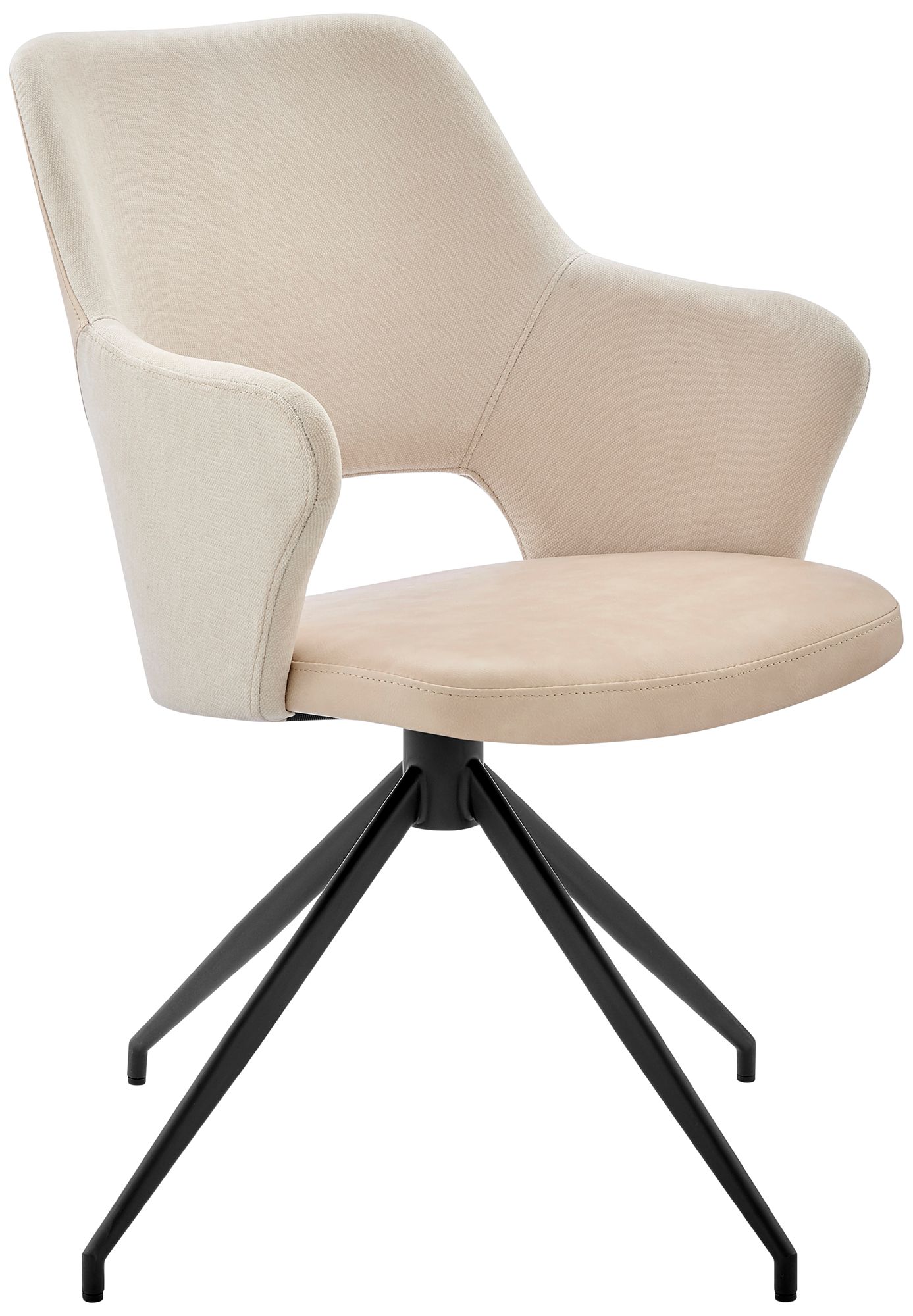 Image Darcie Light Beige Leatherette and Fabric Swivel Armchair