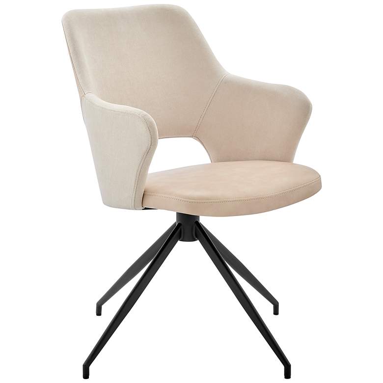 Image 1 Darcie Light Beige Leatherette and Fabric Swivel Armchair