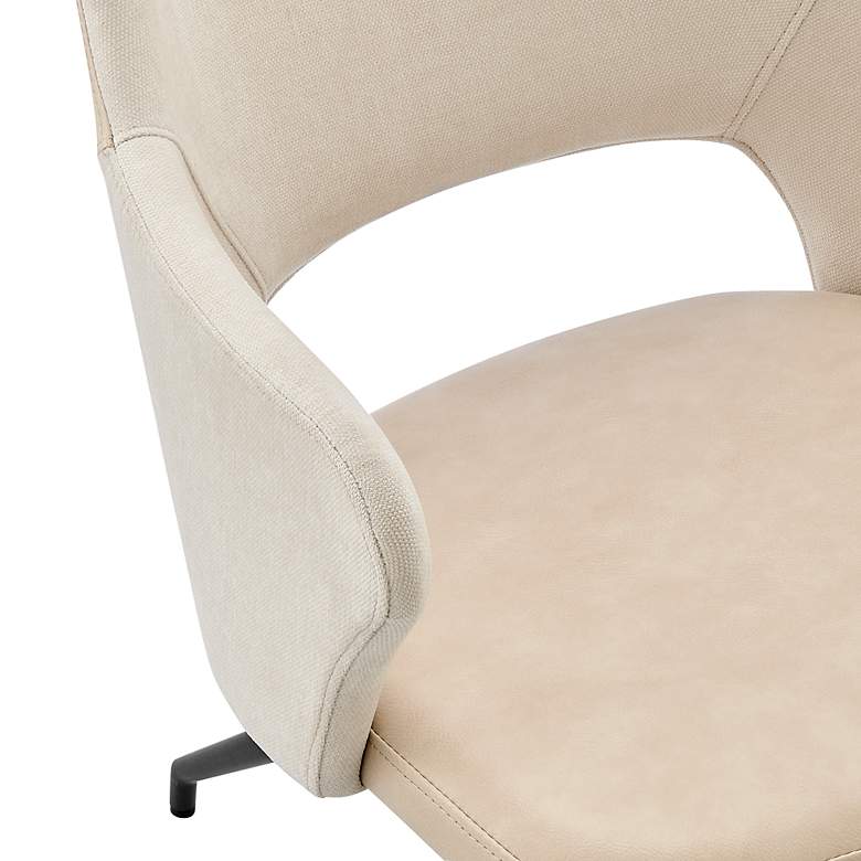 Image 2 Darcie Light Beige Leatherette and Fabric Swivel Armchair more views