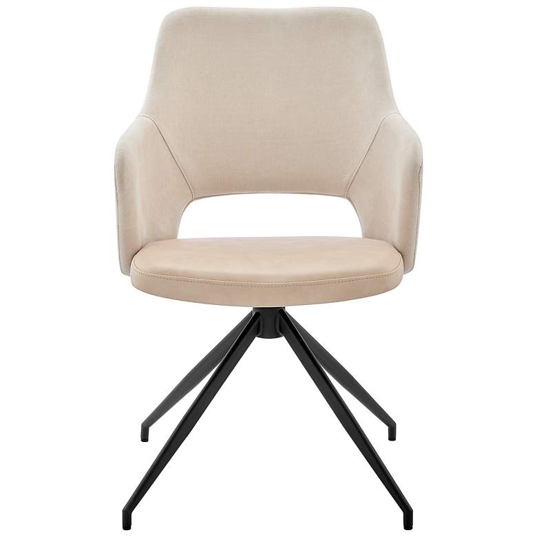 Image 5 Darcie Light Beige Leatherette and Fabric Swivel Armchair more views