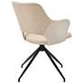 Darcie Light Beige Leatherette and Fabric Swivel Armchair