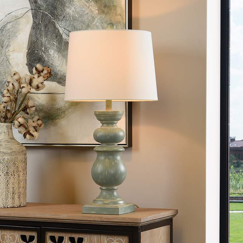 Image 1 Darcy 30.25" High Blue-Green Polyresin Table Lamp