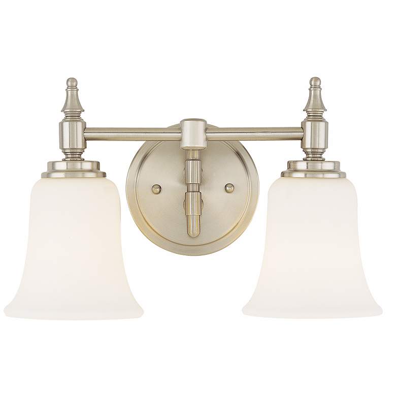 Image 1 Darcy Brushed Steel 13 3/4 inch Wide Two Light Bathroom Fixture