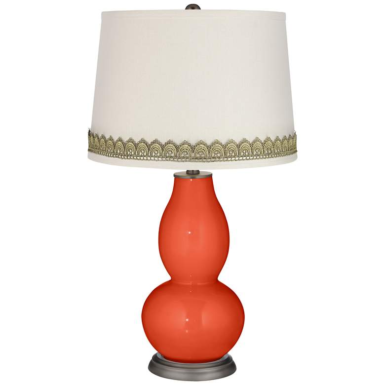 Image 1 Daredevil Double Gourd Table Lamp with Scallop Lace Trim