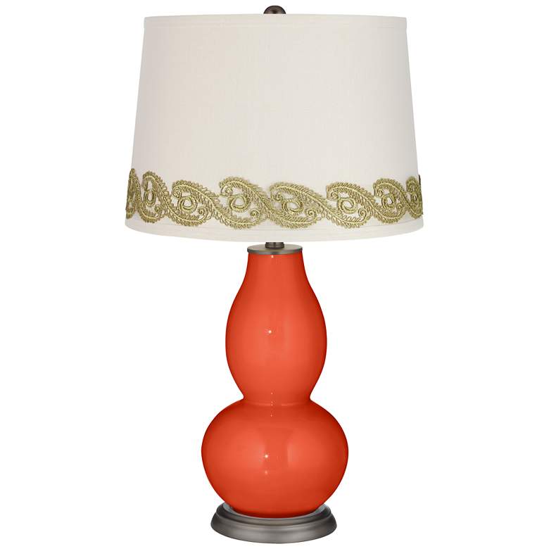 Image 1 Daredevil Double Gourd Table Lamp with Vine Lace Trim