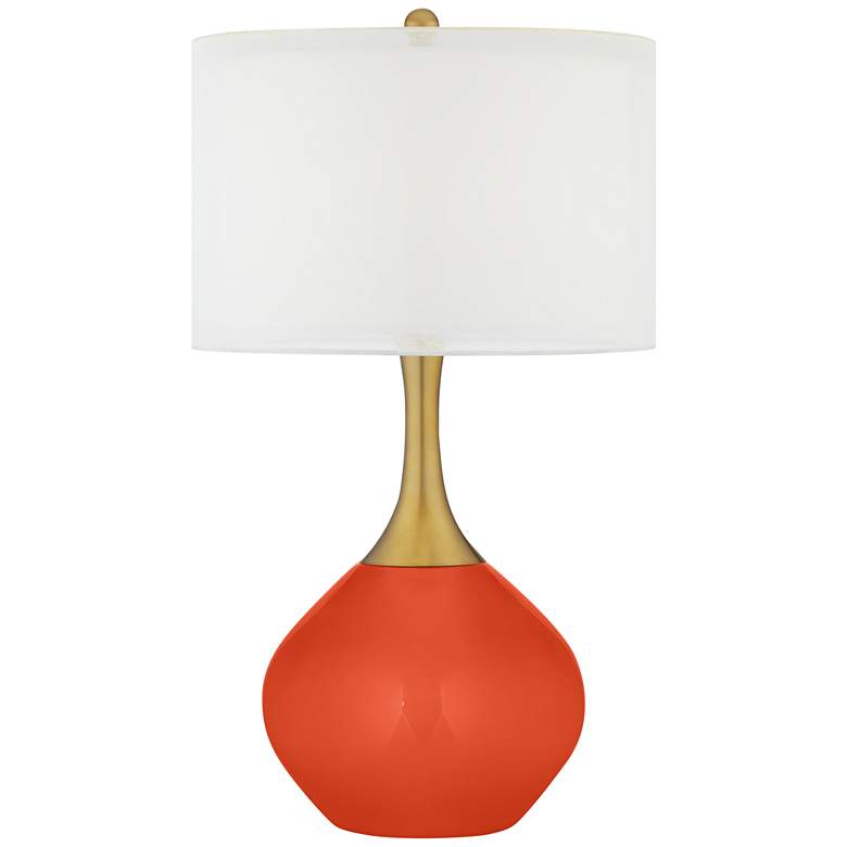 Image 1 Daredevil Red Nickki Brass Modern Table Lamp