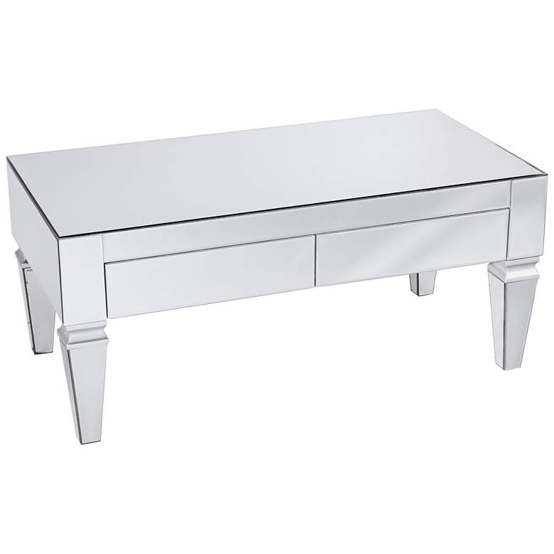 Image 2 Darien 41" Wide 2-Drawer Mirrored Cocktail Table