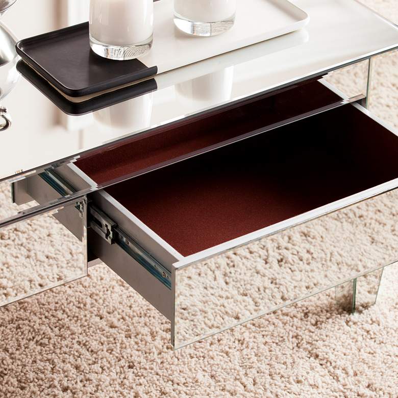 Image 7 Darien 41" Wide 2-Drawer Mirrored Cocktail Table more views