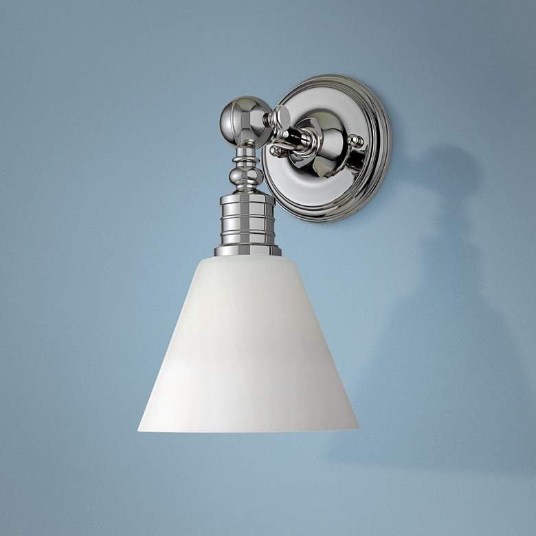 Image 1 Darien Polished Nickel and Opal 14" High Wall Sconce